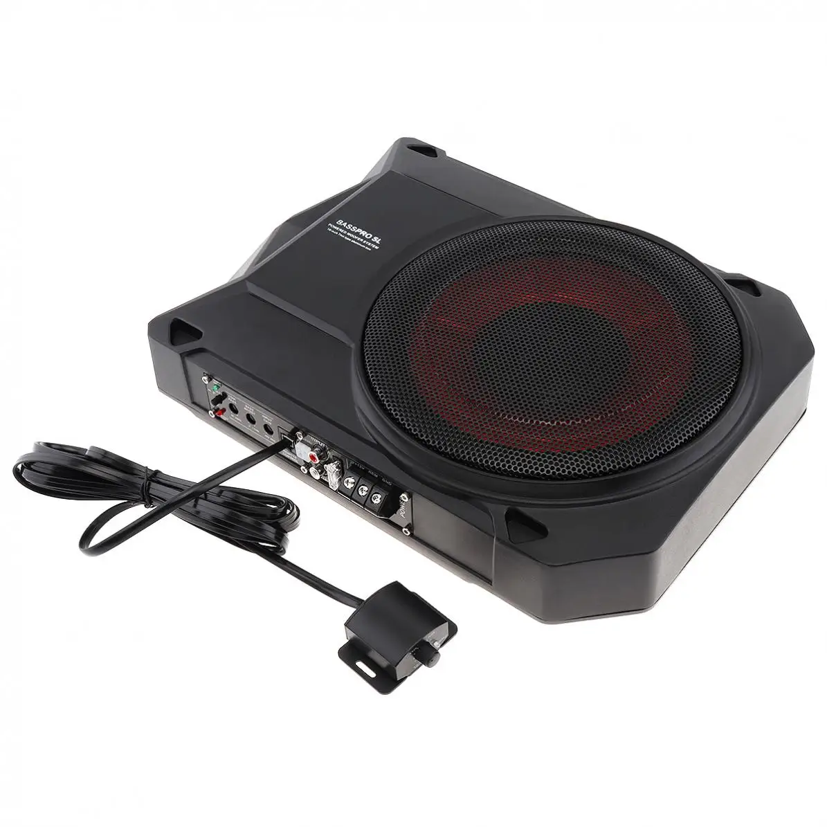 Universal Black Fuselage Slim 10 Inch 600W Slim Under Seat Car Active Subwoofer Bass Amplifier Speaker