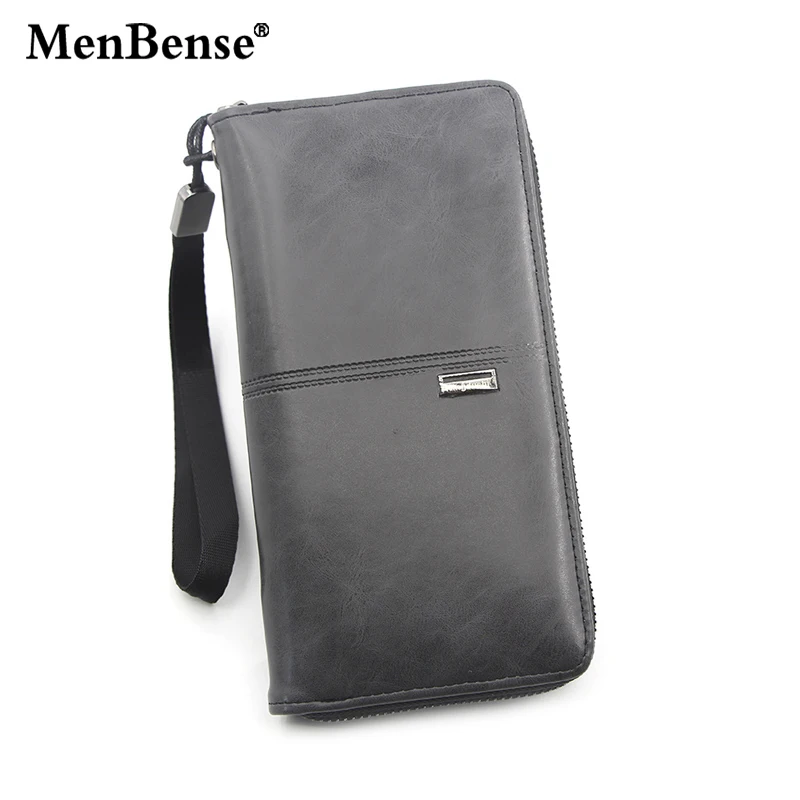 

Wallet Men's Long Zipper PU Leather Wallet Solid Color Male Business Hand-held Mobile Wallet Large Capacity Card Wallet For Gift