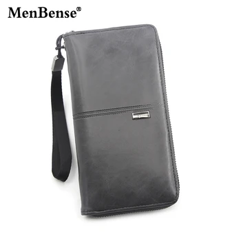 

Wallet Men's Long Zipper PU Leather Wallet Solid Color Male Business Hand-held Mobile Wallet Large Capacity Card Wallet For Gift