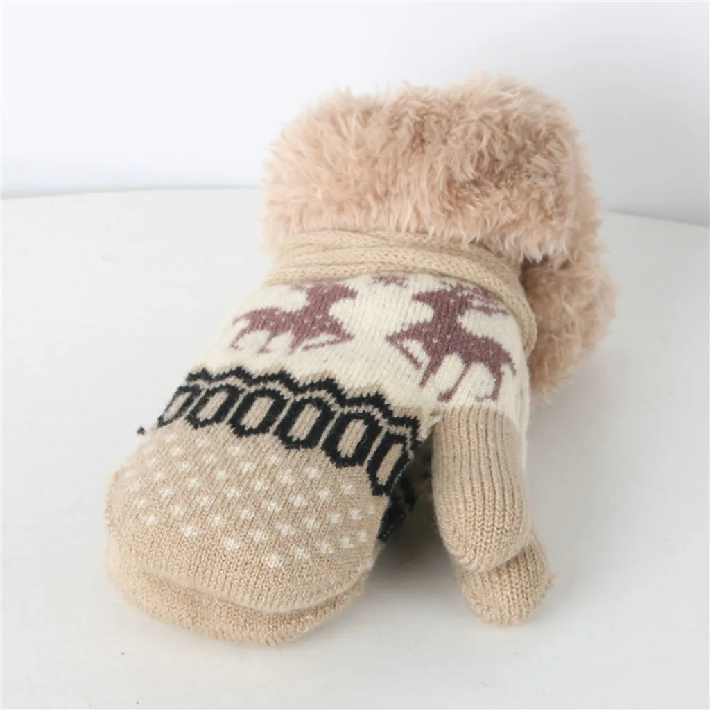 Зимние Детские теплые перчатки с рождественским оленем, ветрозащитные вязаные перчатки для детей, теплые детские перчатки, Прямая поставка#4