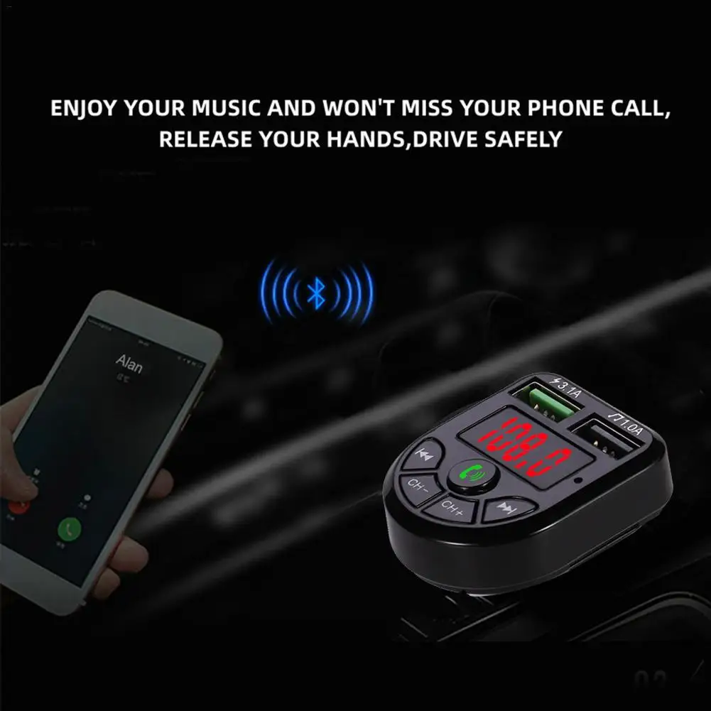 Беспроводной во время езды в автомобиле Bluetooth 5,0 FM передатчик высокопроизводительный светодиодный Дисплей MP3 автомобильный FM стерео радио адаптер авто зарядное устройство для Зарядное устройство