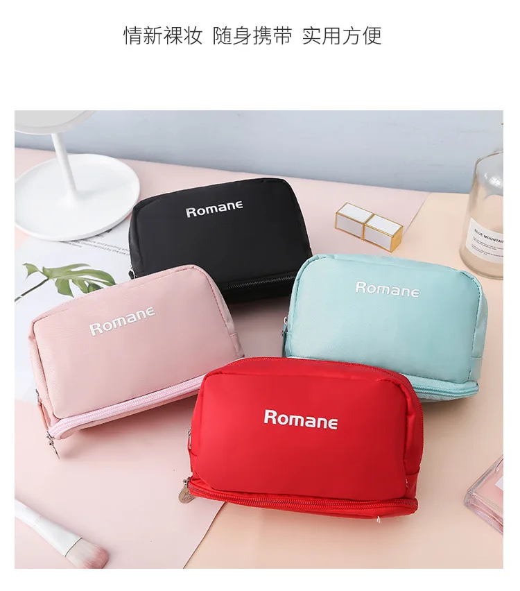 Japan Double Layer Storage Cosmetic Bag Waterproof Nylon Multi-functional Manufacturers Direct Selling Foreign Trade Candy-Color