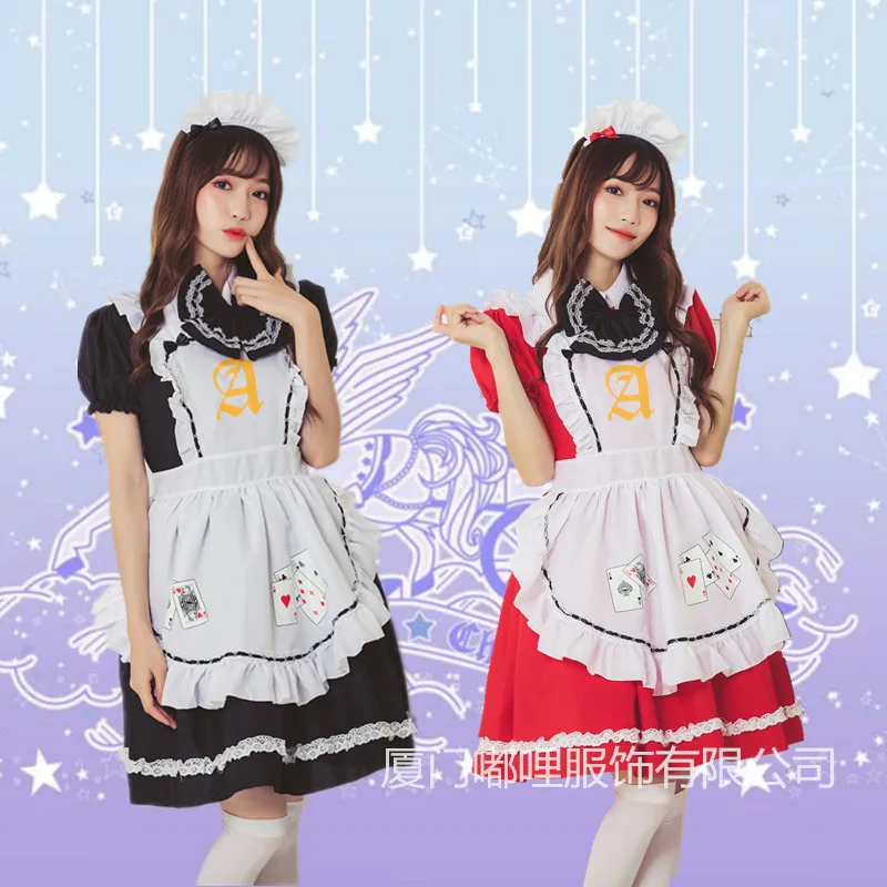 

New Style Japanese-style Anime COS Ally si meng Youxian Series Playing Cards Maid Costume COS Play Service Dress