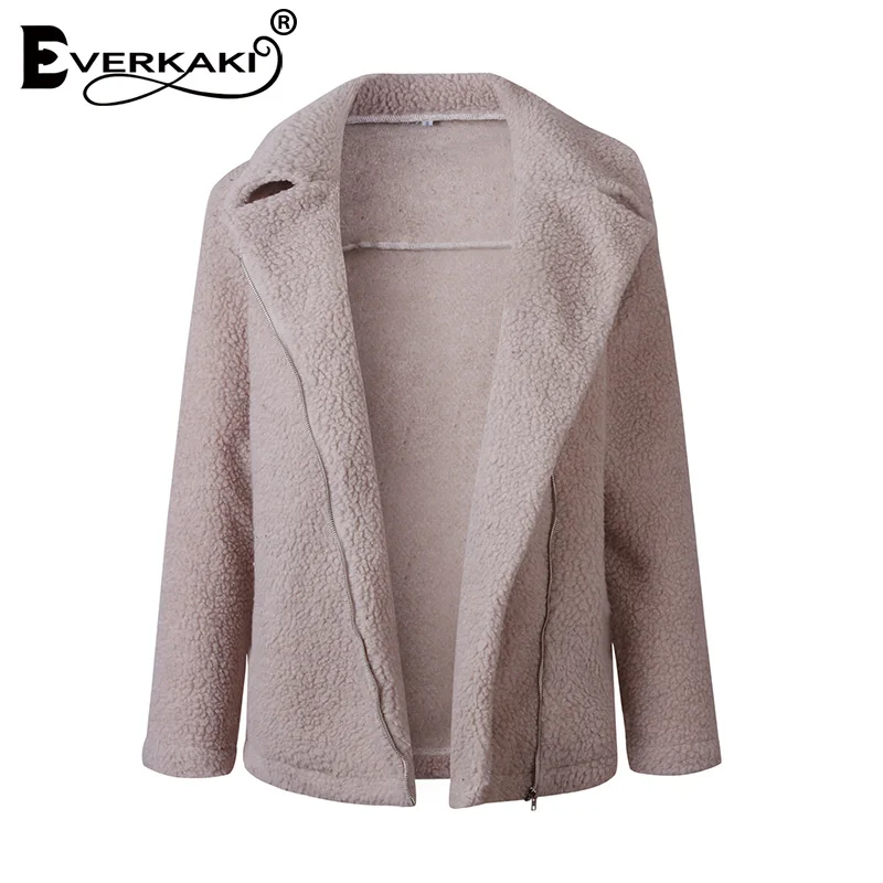 Everkaki Boho бархатное пальто куртки женские на молнии зимние толстые модные повседневные однотонные женские искусственная куртка на меху женские зима - Цвет: Grey