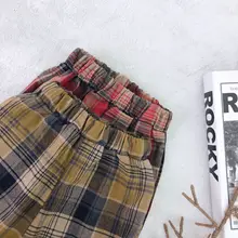 Детская одежда; Новинка года; сезон осень; детские брюки в Корейском стиле; Простые хлопковые брюки в клетку; универсальные брюки для мужчин и женщин