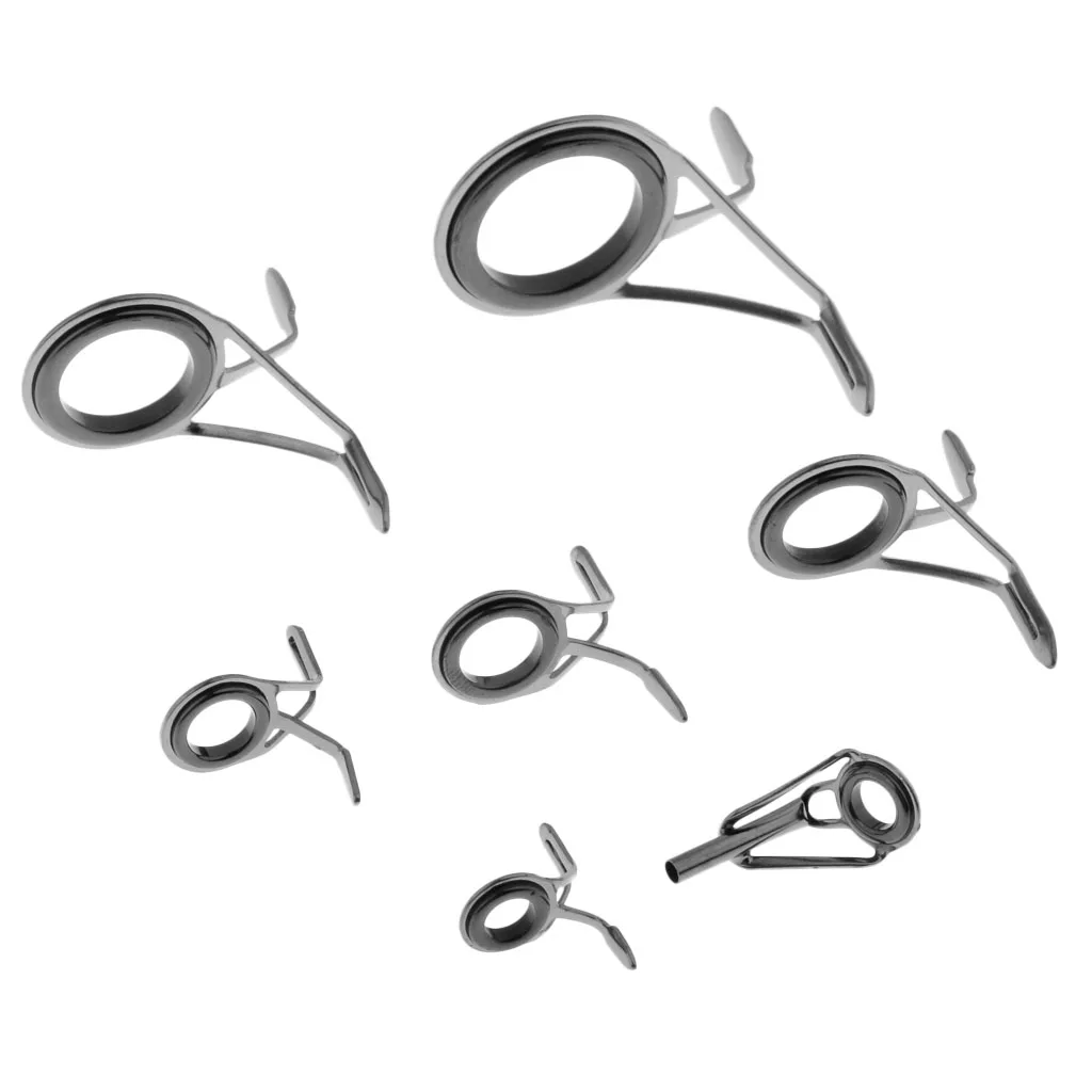 7pcs Double Leg Guides Fishing Rod Eye Ring Tangle Free DIY Rod Building Pole Rod Repair Kit