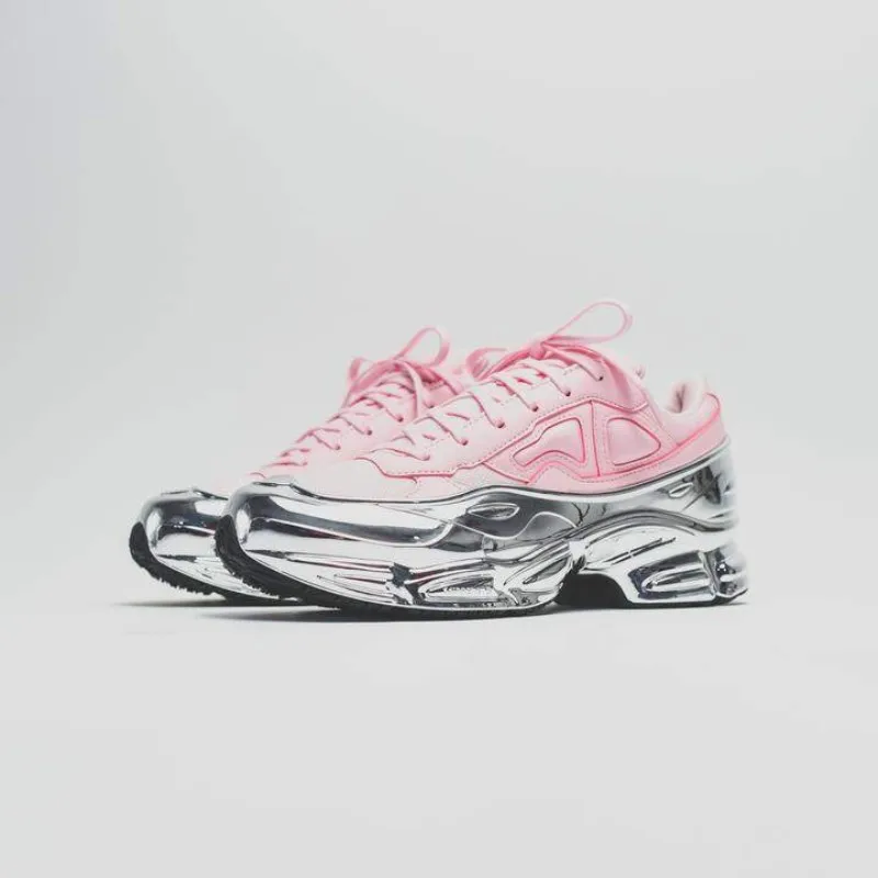Мужская дышащая обувь на платформе с гальваническим покрытием, спортивная обувь для бега, кроссовки для бега, кроссовки из натуральной кожи на шнуровке - Цвет: pink