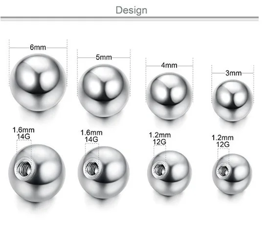 

Plain Ball Screw Ear Stud Lip Bar Eyebrow Tongue Belly Button Ring Bead Ball Accessory 2mm 2.5mm 3mm Horseshoe Stainless Steel