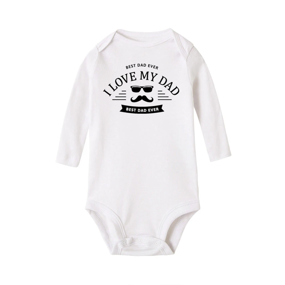 I Love My Dad Best Dad Ever Baby Boy Girls Romper Long Sleeve Rompers Fathers' Day Present Onesie Toddler Ropa Autumn Clothes