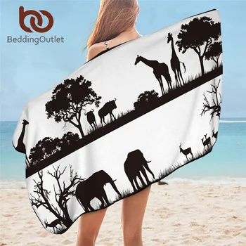 

BeddingOutlet Elephant Bath Towel Bathroom African Animal Beach Towel Giraffe Deer Microfiber Shower Towel Trees Toalla Dropship