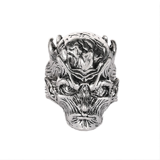 Punk Men Ring Demon Skeleton Hip Hop Rock Locomotive Ring Titanium Steel Alloy Ancient Silver Color Ring Women Jewelry