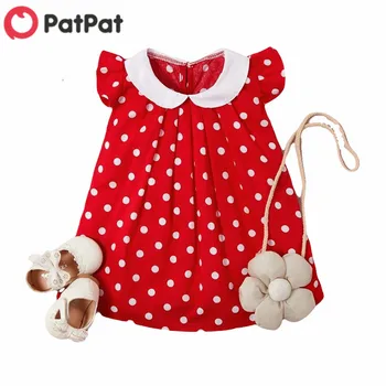 

PatPat 2020 New Summer Trendy Dotted Raffled Cap-sleeve Dress for Bbay Girl Polka dot school Dress Clothes