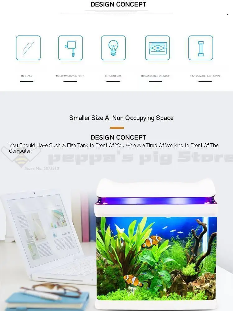 Миниатюрный USB самоочищающийся маленький аквариум для рыб маленький экологический без воды бытовой интегрированный аквариум для рыб