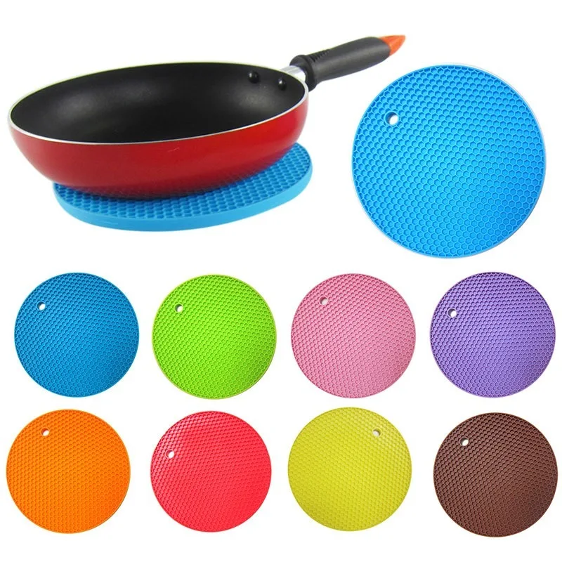 

Multifunctional Round Alveolate Non-slip Heat Resistant Mat Coaster Cushion Place Mat Pot Holder Table Silicone Pad Dura