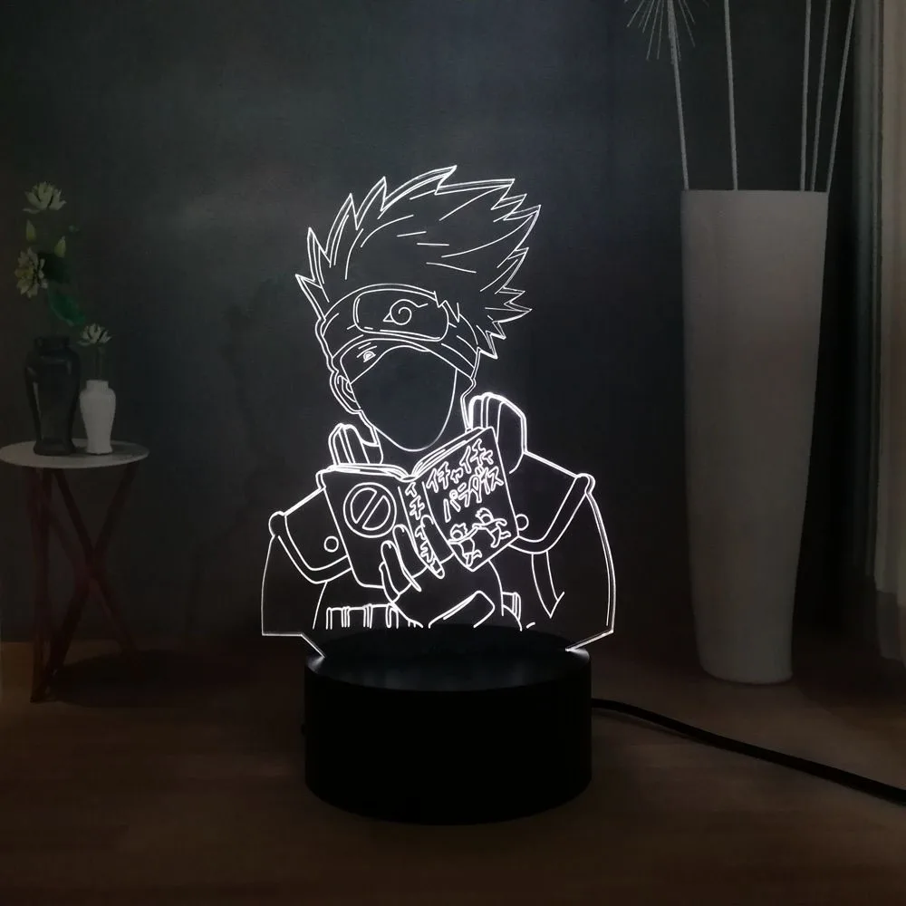 

NEW Naruto LED 3D Night Light Japanese Anime Hatake Kakashi USB Switch Bedroom Lamp Multicolored Novelty Kids Birthday Toy Gift