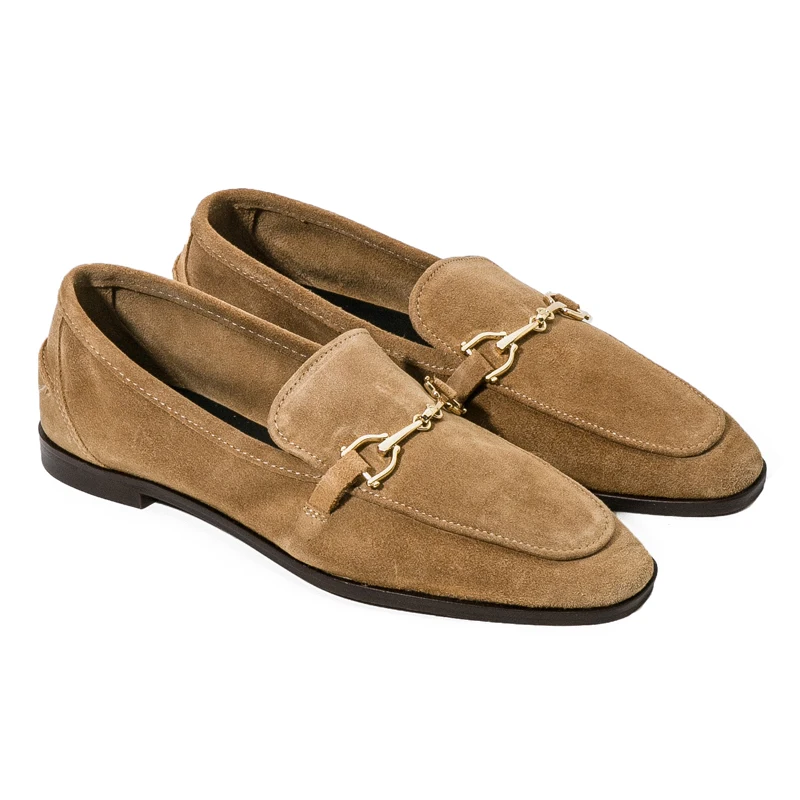 Brand Women Shoes 2021 Autumn Khaki Cow Suede Leather Flats Shoes Casual Flat Loafers Four Seasons Pregnant Woman Shoes Mujer