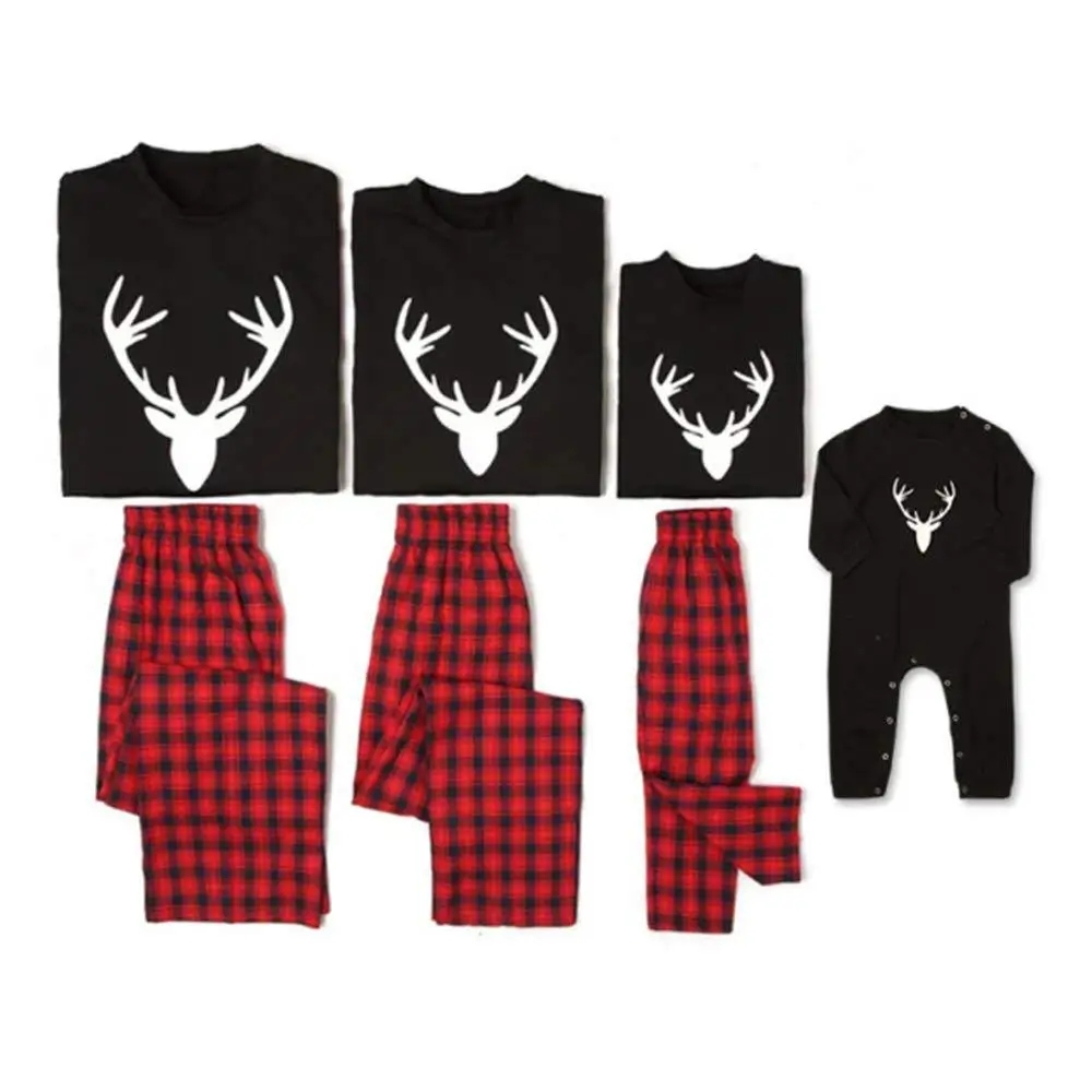 

Christmas Family Pajamas Sets Deer Print Matching Clothes Outfits Look Dad Mom Kid's Sleepwear Clothing Family Christmas Pajamas