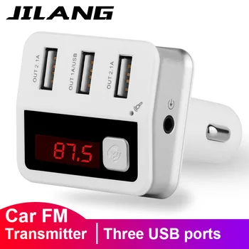 

Jilang Fm Transmitter Modulator Bluetooth receiver Handsfree Wirless Radio Adapter Car kit EQ settings Three USB ports Charger