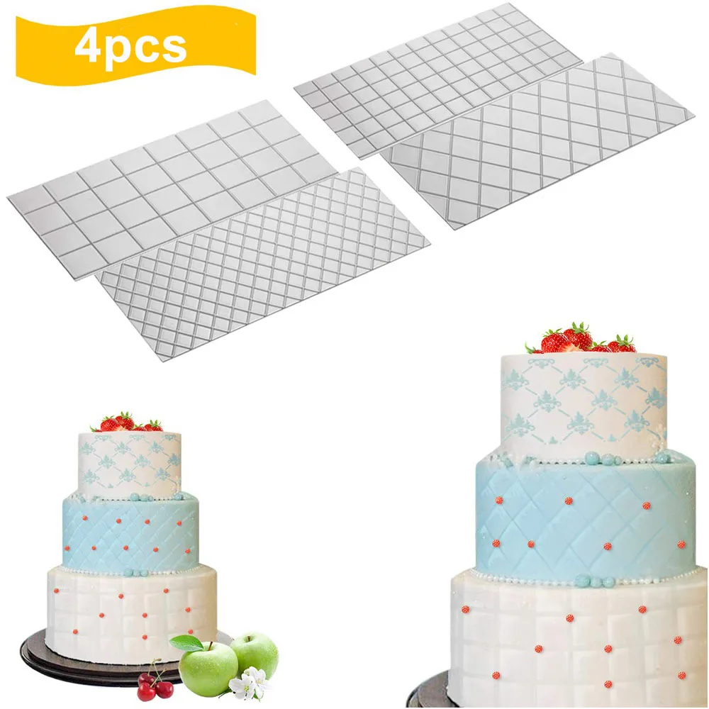 4 шт Торт Помадка отпечаток коврик стеганая сетка текстура тиснение Кружева