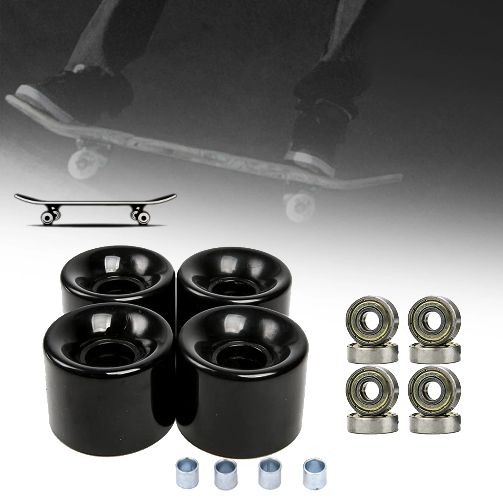 Lot De 4 Roues De Longboard Tout Terrain - Avec Roulements - Neuf Sous Blister