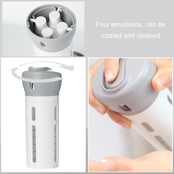 

4 in 1 Empty Sub-bottle Press Container Refillable Bottle Travel Dispenser Shampoo Shower Gel Soap Bottle Makeup Spray Bottle