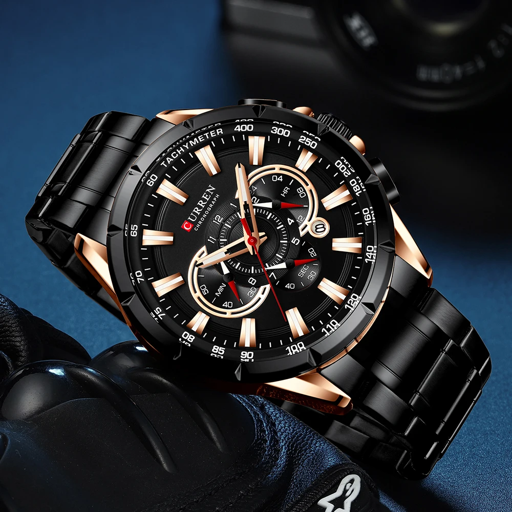 CURREN Men's Watches Men Sport Waterproof Quartz Watch Man Full Steel Military Chronograph Clock Wrist watches Relogio Masculino