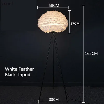 White Floor Lamp Современный перьевой напольный светильник, светодиодный стоячий светильник для гостиной, спальни, скандинавского домашнего декора, напольный светильник, свадебные светильники E27 - Цвет корпуса: White Floor Lamp
