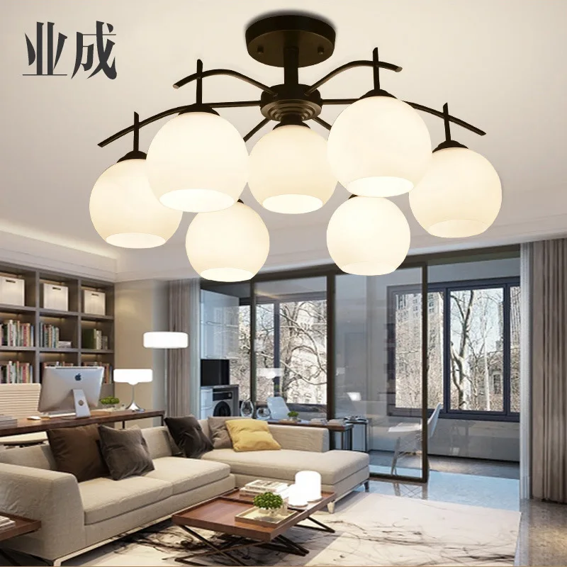 

American-Style Modern Minimalist Iron Art Ceiling Lamp Nordic Fashion Living Room Simple European Bedroom Library Restaurant Lam