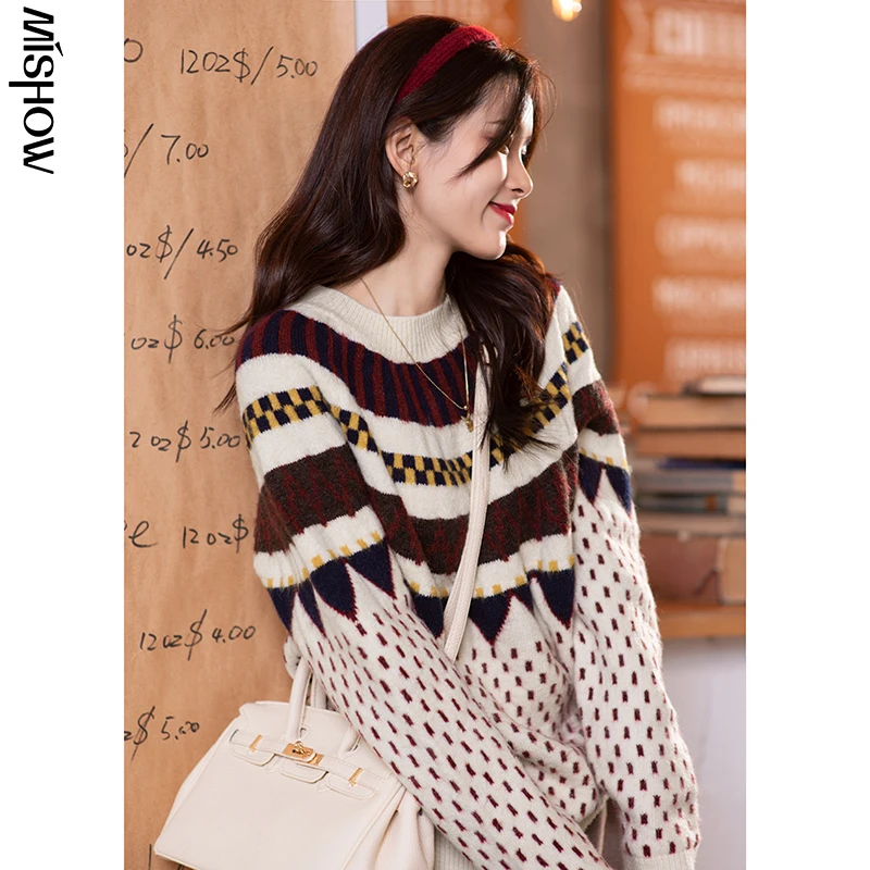 CMAZ 2020 Winter Sweaters For Women Striped Knitwear Female Loose Tops Warm Jumper Casual Outdoor Pullovers MX20D5812 | Женская одежда