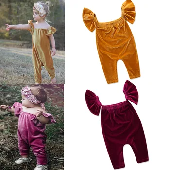 

2020 Autumn New Girl Casual Jumpsuit Baby Gold Velvet Sleeveless Short Climbing Hammock Baby Girl Clothes Ropa De Bebe