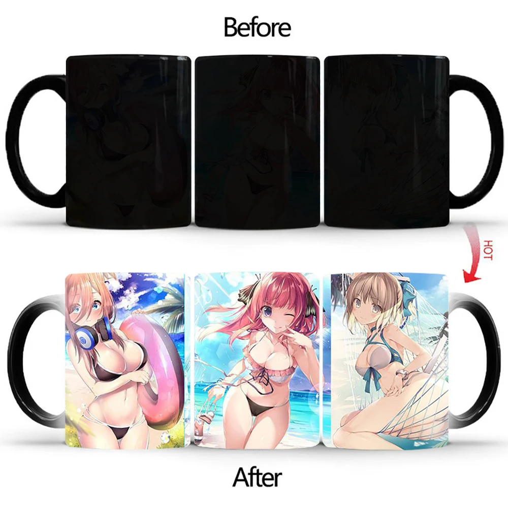 

Креативная пляжная Красивая Термочувствительная кружка, кружка для кофе, волшебные реактивные керамические чашки, чашка для чая, Офисная посуда для напитков