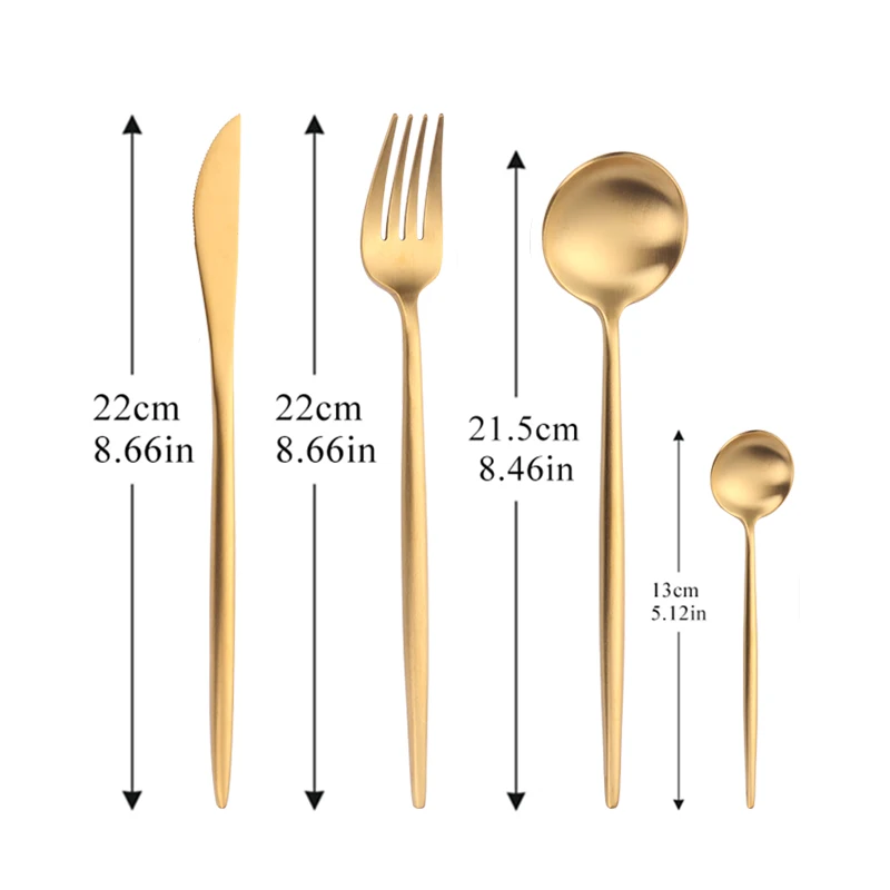 Goldbesteck-Set, Gabeln, Löffel, Messer, Geschirr, Stahlbesteck-Set, Edelstahl-Geschirr-Set, Löffel, Messer, Gabel, individuelles Logo_voghion.com