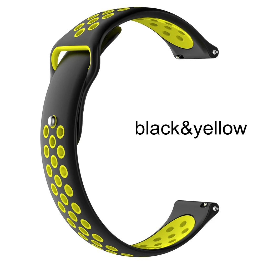 black-yellow Модные силиконовые часы-браслет мягкий браслет ремешок ремешок для наручных часов 20 мм, ремешок для samsung Galaxy часы активное 2/42 мм - Цвет: black-yellow