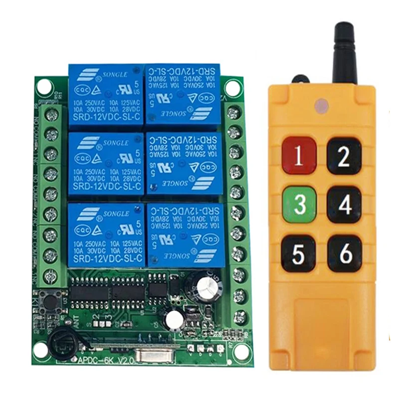 Промышленный сектор DC 12V 24V 6CH RF беспроводной пульт дистанционного управления