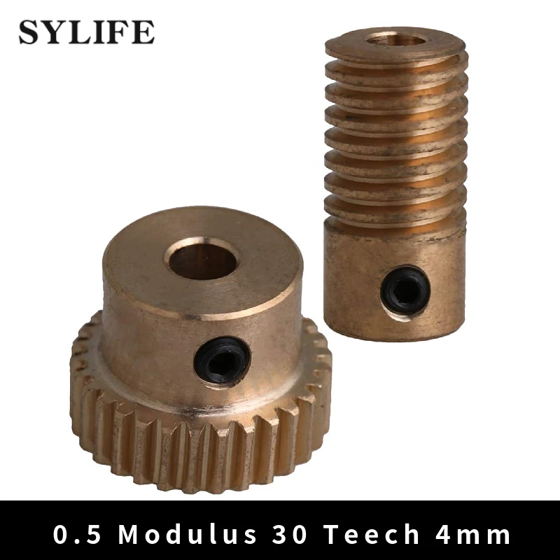 CNBTR 0.5 Modulus Brass Metal Worm Speed Reducer with 60 Teeth Worm Wheel 5mm Bore Gear Shaft CNBTR 0.5 Modulus Brass Metal Worm Speed Reducer with 60 Teeth Worm Wheel 5mm Bore Gear Shaft