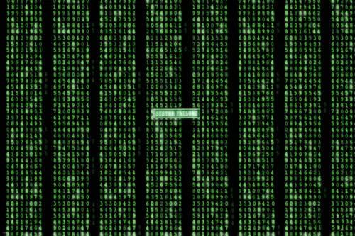 THE MATRIX SYSTEM сбой постер номер сетка ряды неоновый зеленый мигающий шелк плакат