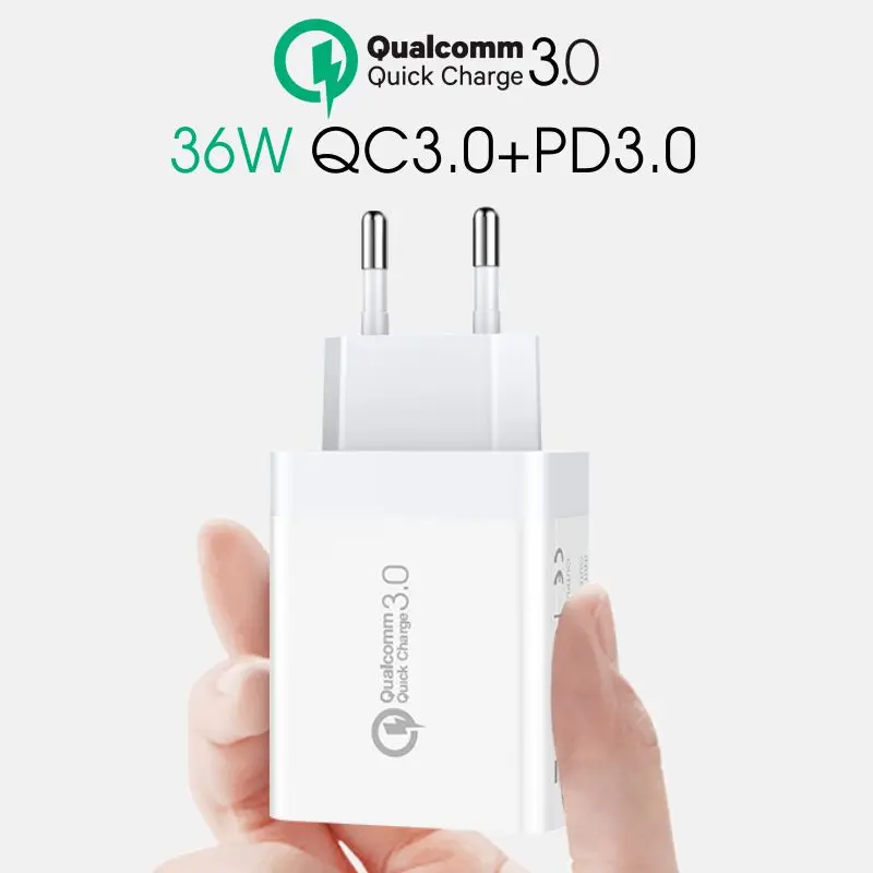 Зарядное устройство USB Vothoon 36 Вт быстрая зарядка 4 0 Тип C PD для iPhone 11 Samsung S10 зарядное