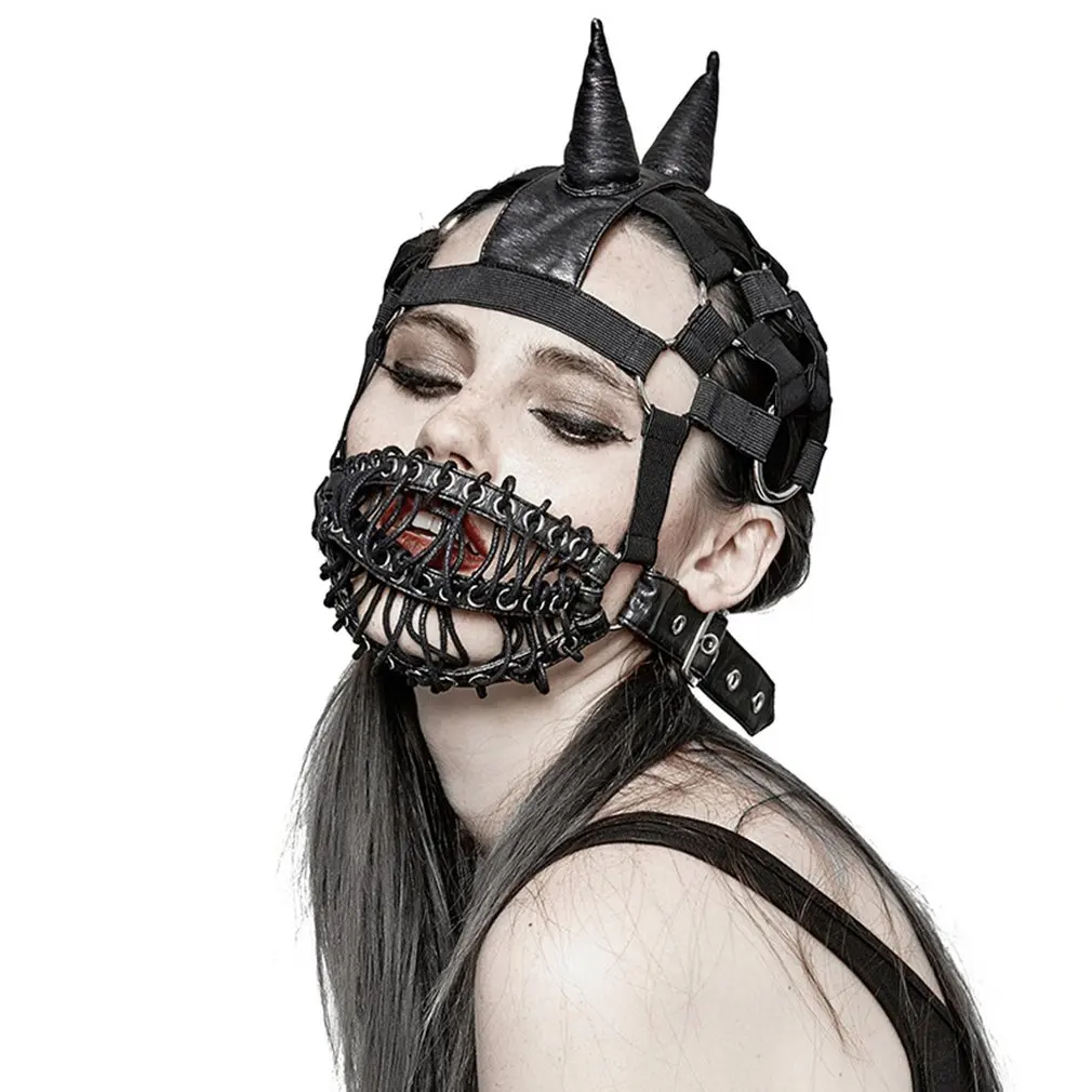

Creative Personality Punk Neutral Tie Rope Leather Mask Cosplay Anime Gothic Mask Role-Playing Halloween Mask