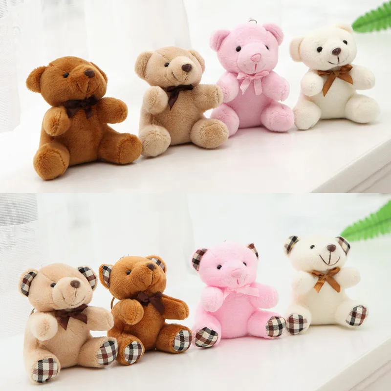 10cm Color Bear Pendant Plush Toys Keychain Cartoon Bouquet Wedding Activity Children Birthday Gift Boy Girl 2