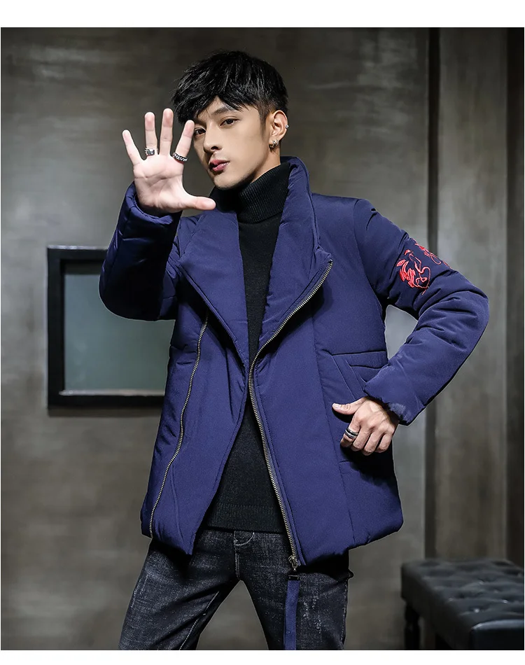 Уличная одежда с хлопковой подкладкой Winterjas Heren Casaco Masculino китайский хип-хоп куртка-бомбер на молнии с вышивкой пальто