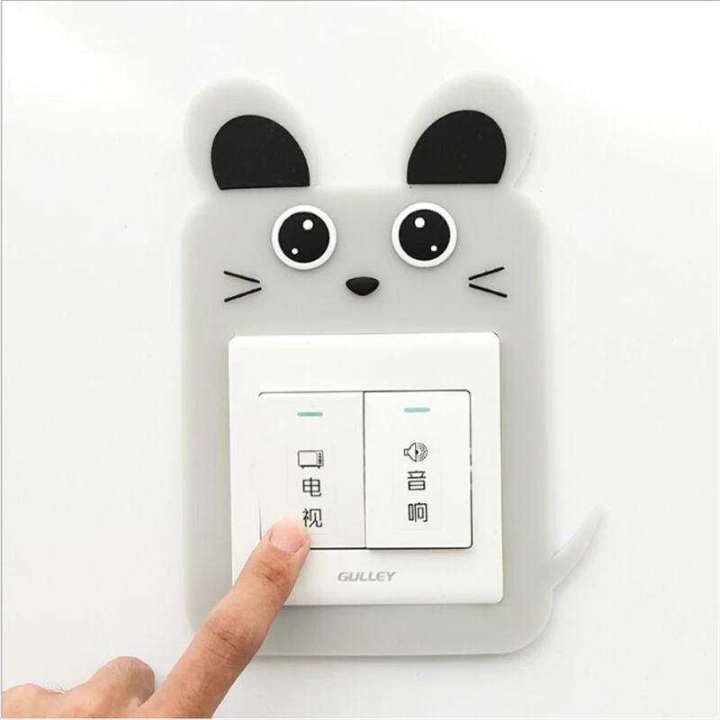 1Pc Silicone Cartoon Switch Paste Wall Sticker Bedroom Living Room Decorative Protective Cover Household Power1 | Дом и сад