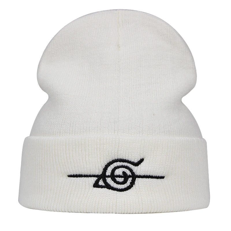 white Uchiha Шапка Наруто с вышивкой Uchiha Uzumaki Payne, вязаная шапка для мужчин и женщин, вязанные шапочки Skullies, теплая зимняя шапка унисекс для катания на лыжах в стиле хип-хоп - Цвет: white Uchiha