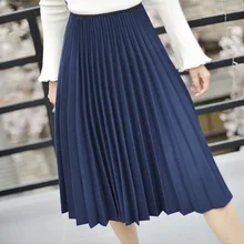 Модные Винтажные юбки для женщин белый черный флот Синий Высокая талия длинные юбки женские jupe femme плиссированные зимние юбки saias