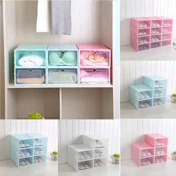 

3pcs/set Home Shoes Organizer Plastic Storage Clear Box Stackable Foldable Case
