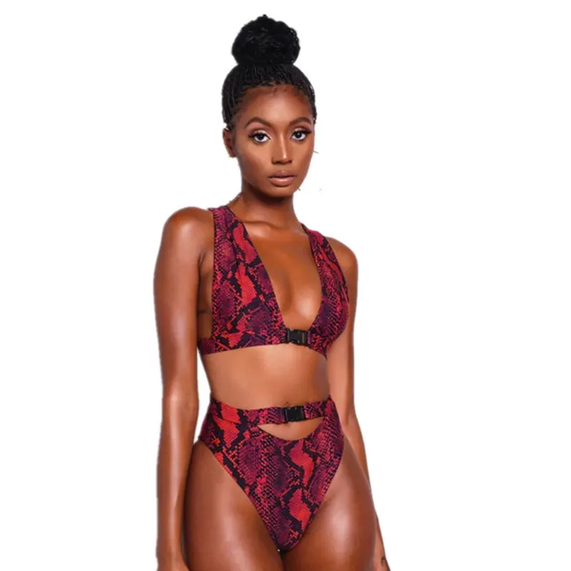 Купить SGCHUA 2020 New Snakeskin Print Bikini Purple Swimsuit Women XL Sexy Thong Swimwear Brazilian Beach Biquini May Bathing Suit  Женская | Купальники (4000729246399)
