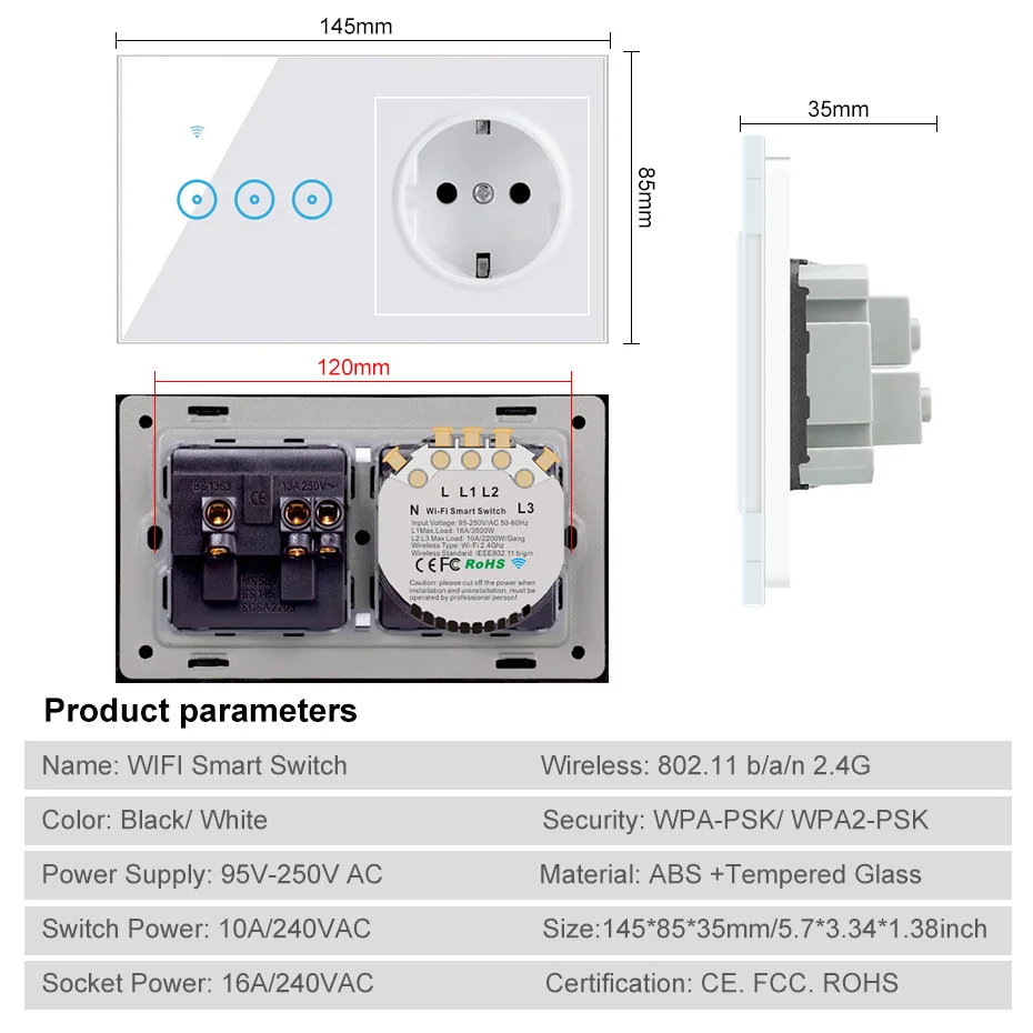 Interruptor de Parede Plugue da ue Inicial do Google Ewelink Tomada Inteligente Controle Remoto App Interruptor & Alexa Compatível Ifttt wi fi - Image 2