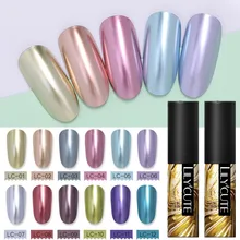 LILYCUTE メタリックミラー効果ネイルジェルポリッシュマニキュアジェルソークオフポリッシュ Vernish 半永久ネイルアートエナメルラッカー(China)