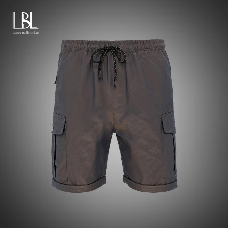 Pantalones cortos informales de verano para hombre, pantalón suelto recortado con bolsillos, rectos, de punto, poliéster, 2021