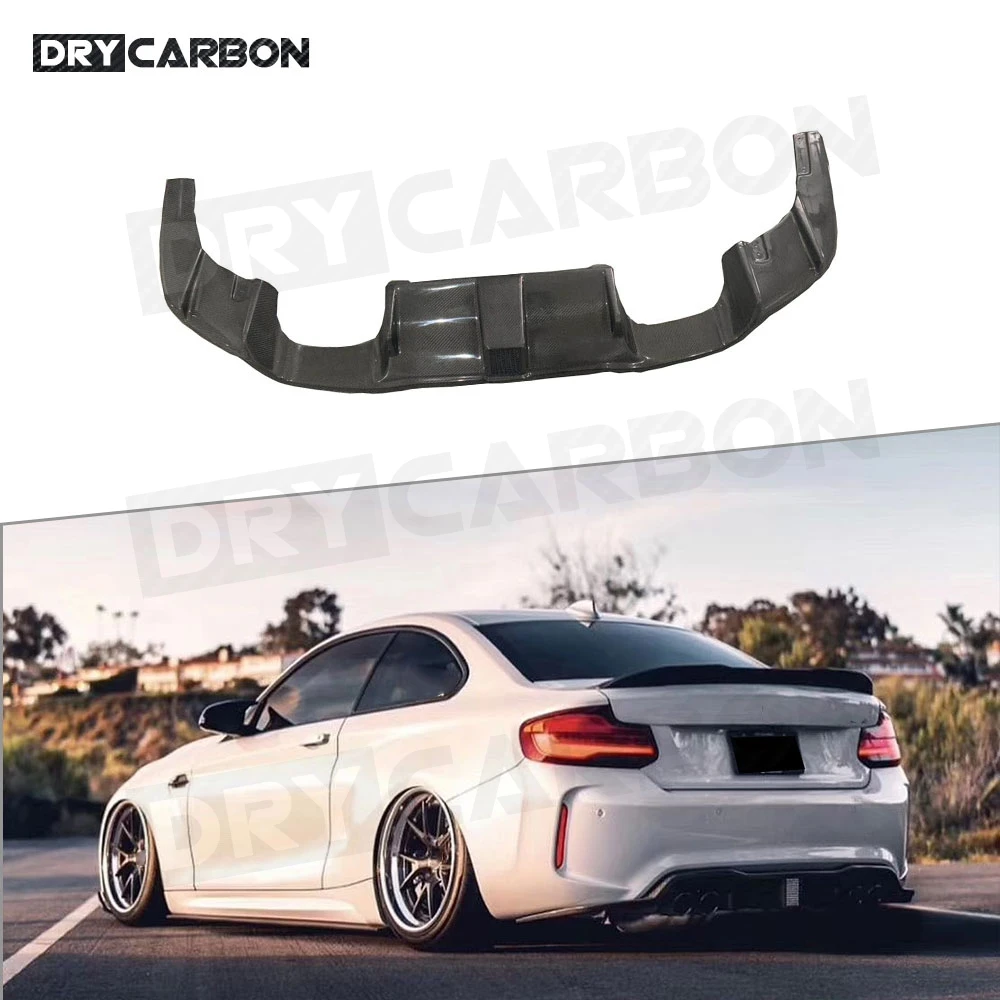 Dry Carbon Fiber Rear Diffuser With LED Lamp for BMW 2 Series F87 M2C Coupe 2 Door 2016 2017 2018 Bumper Lip Guard Car Styling