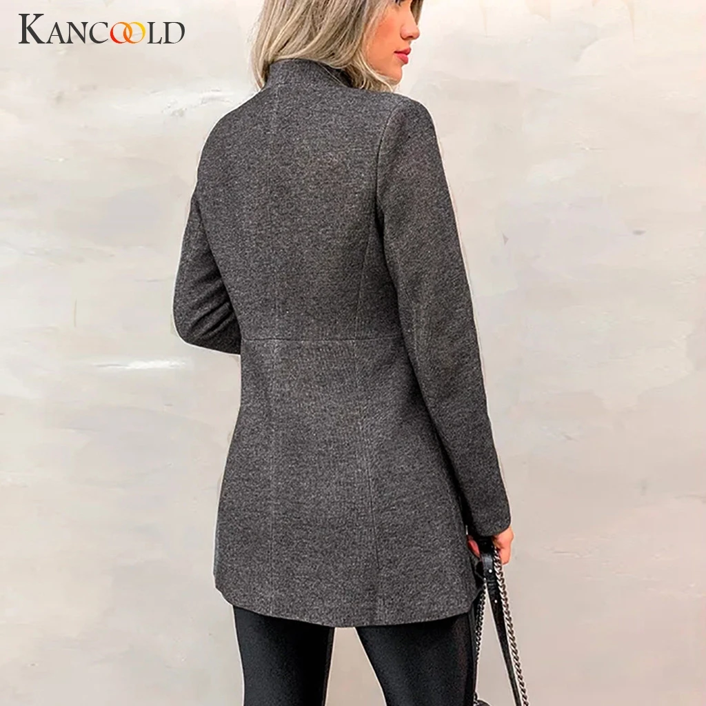 KANCOOLD пальто женское однотонное OL Стильное элегантное пальто с длинным рукавом приталенный костюм шерстяные модные пальто и куртки для женщин 2019AUG15